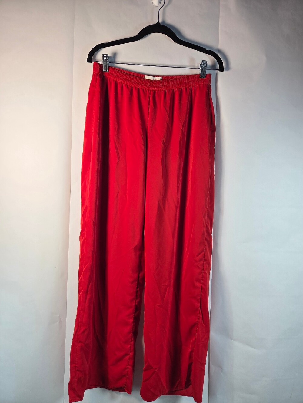 Red Wide-Leg Women's Pants - Casual Pull-On